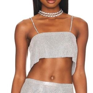 Camila Coelho Noemi Top in Silver Rhinestone M/L